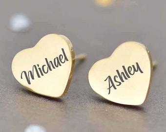 Gold Personalized Earrings Name Earrings Initials Earrings Custom Earrings Engraved Earrings Stud Earrings Gift Rose Gold Stainless Steel