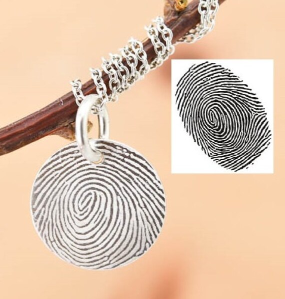 Fingerprint Necklace Fingerprint Jewelry Engraved Necklace Etsy