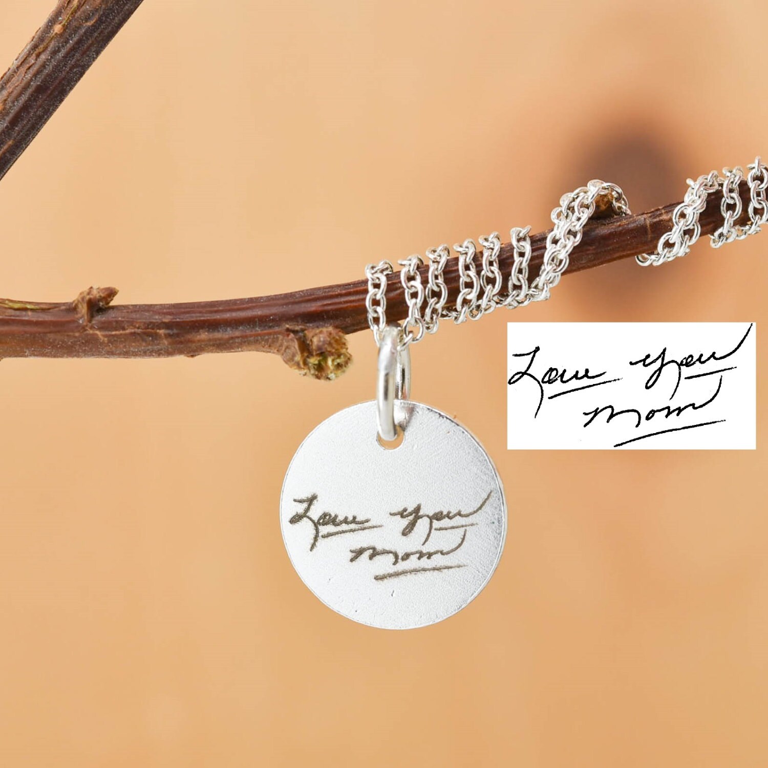 Handwriting Necklace Handwriting Jewelry Engraved Necklace Etsy