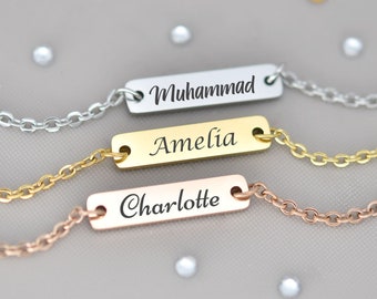 Kids Bracelet Toddler Bracelet Baby Bracelet Girl Bracelet Boy Bracelet ID Bracelet Gold Personalized Name Bracelet Bar Mom Bracelet