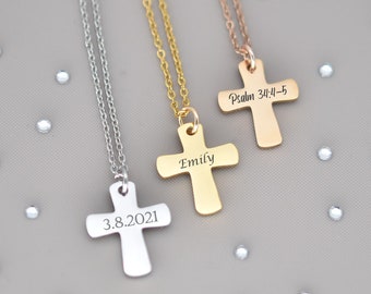 Personalized Cross Necklace Baptism Gift First Communion Gift Bible Verse Necklace Religious Catholic Christian Wash Confirmation Gift