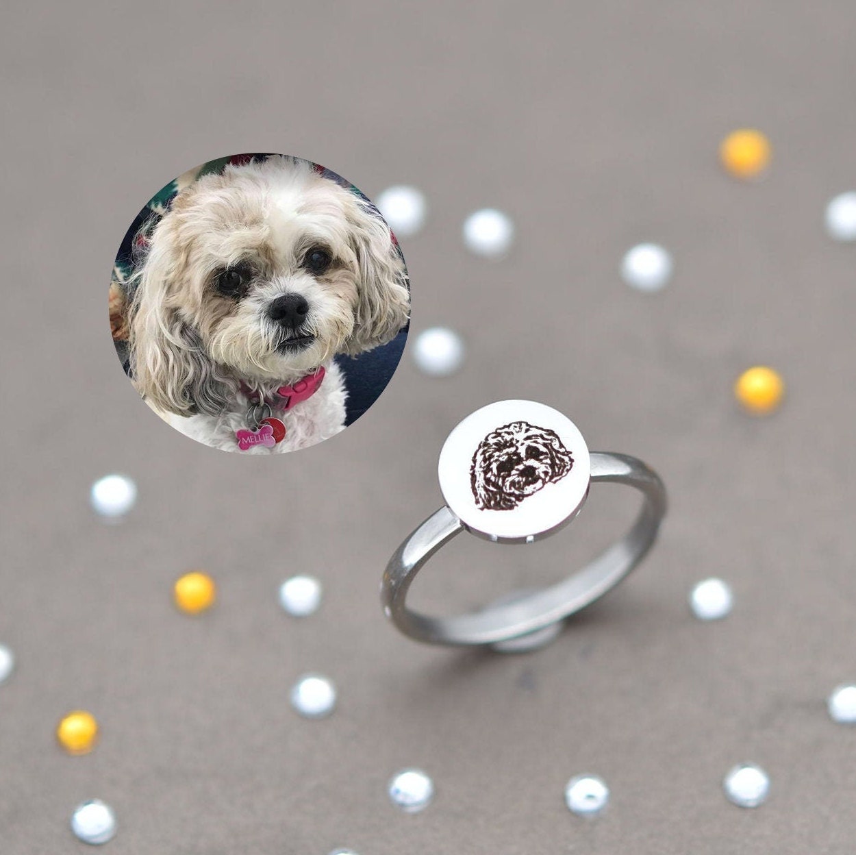 Dog Ring Dog Portrait Ring Pet Portrait Ring Pet Ring Paw Etsy