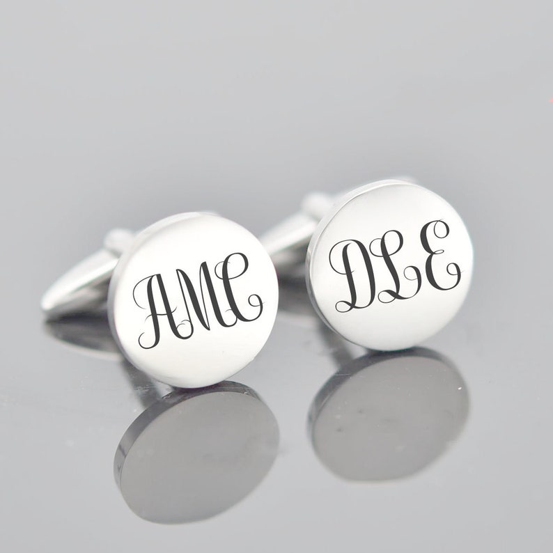 Personalized cufflinks fingerprint handwriting initial Jewelry gift for dad him boyfriend groom groomsmen fathers day anniversary wedding image 4