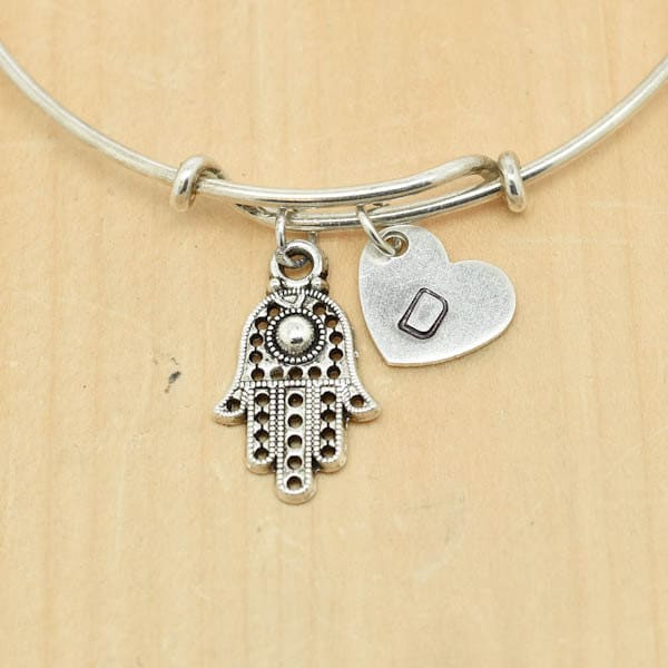 Hamsa Bangle Hand Bangle Charm Bangle Pearl Bangle Hamsa Etsy