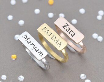 Personalized Ring Custom Name Ring Personalized Gift for Her Gold Ring Silver Ring Gift for Mom Grandma Gifts Engraved Sister Ring Bar Ring