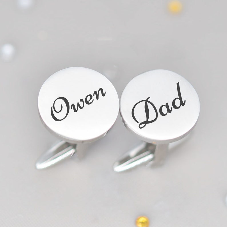 Personalized cufflinks fingerprint handwriting initial Jewelry gift for dad him boyfriend groom groomsmen fathers day anniversary wedding image 8