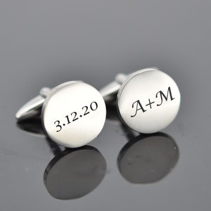 Personalized cufflinks fingerprint handwriting initial Jewelry gift for dad him boyfriend groom groomsmen fathers day anniversary wedding image 3