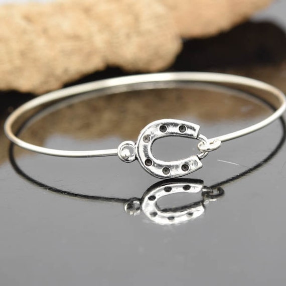 Items similar to Horseshoe Bangle, Sterling Silver Bangle, Horseshoe