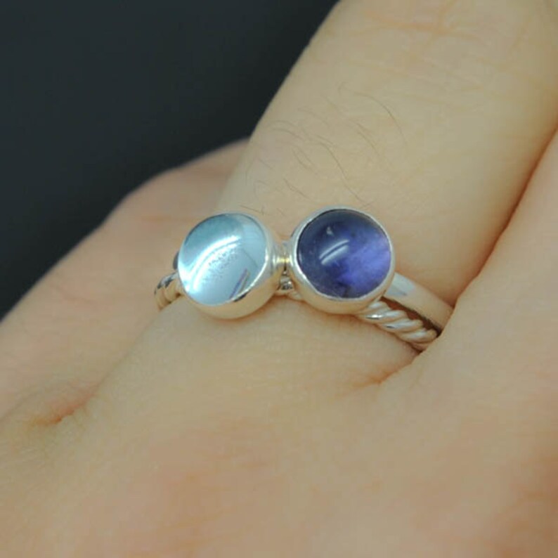 Iolite ring 6mm gemstone ring stacking ring september | Etsy