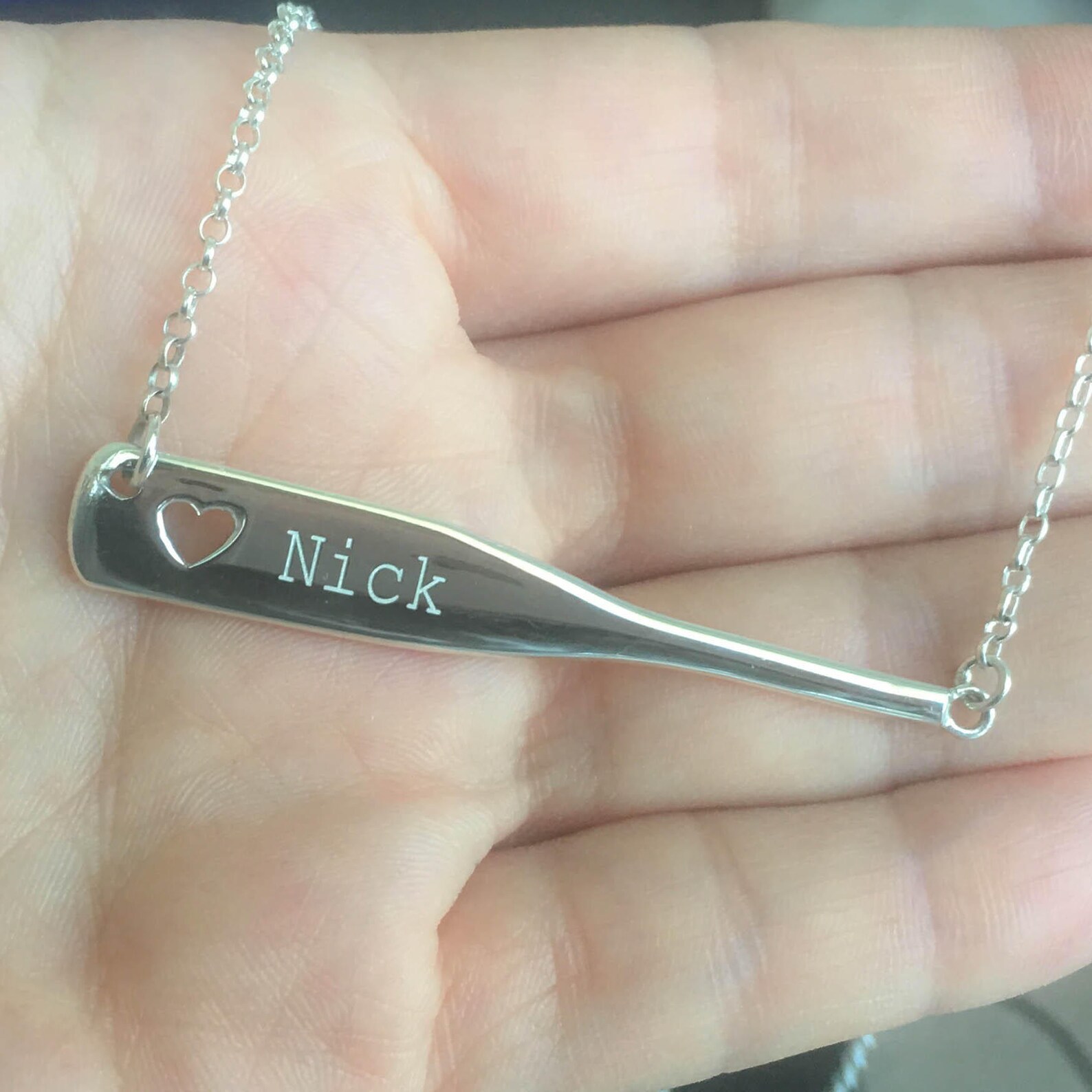 Baseball Bat Necklace Baseball Bat Charm Bar Necklace Etsy