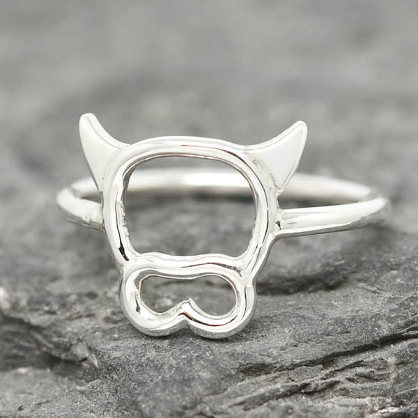 Bague de vache Bijoux de vache Accessoires de vache Bague en argent sterling 925 Bague animale Bijoux pour animaux Bague pour enfants Bijoux pour enfants