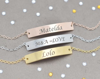 Personalized Bracelet Engraved Bracelet Personalized Gift for Her Bridesmaid Gift Custom Name Bracelet Silver Rold Gold Stainless Steel