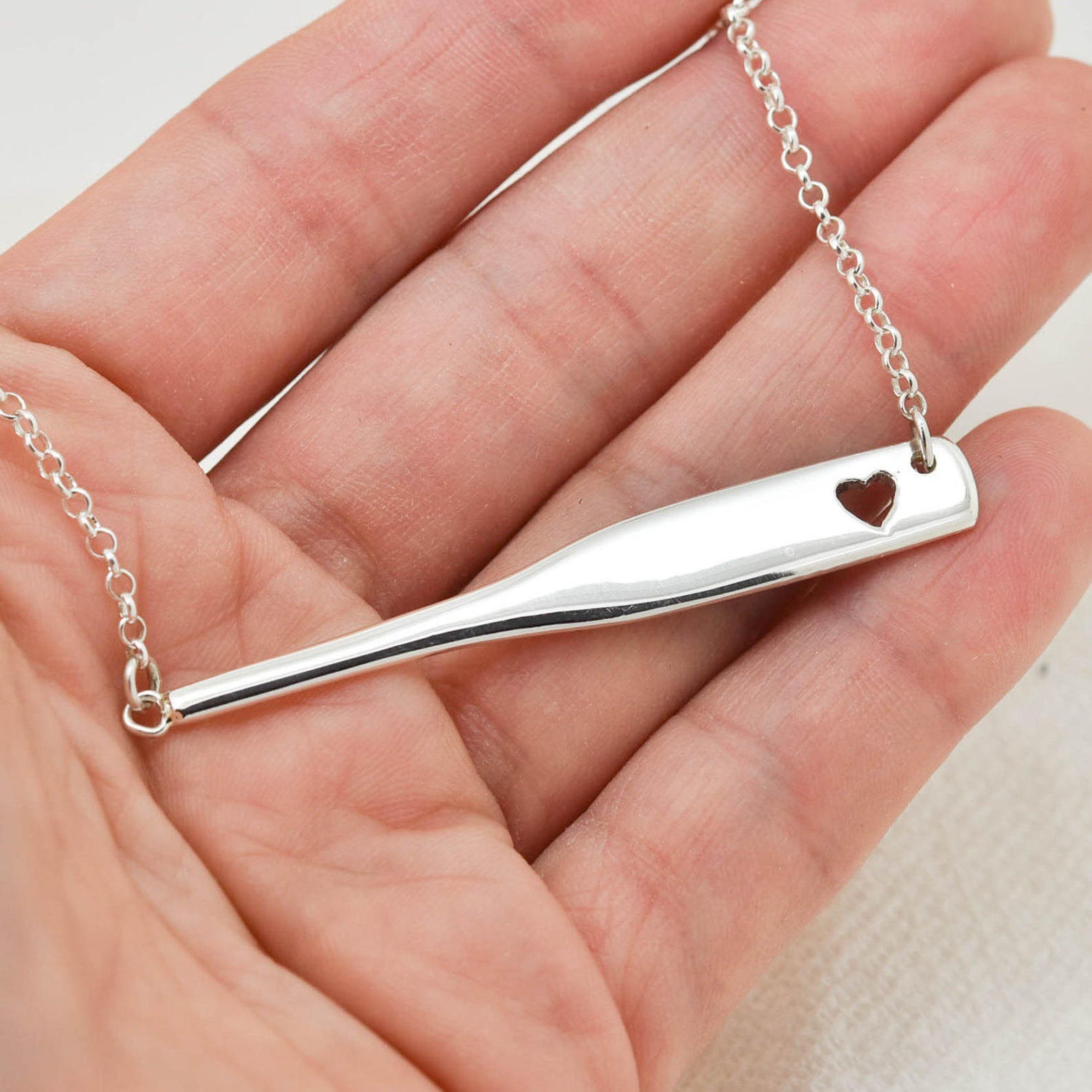 Baseball Bat Necklace Baseball Bat Charm Bar Necklace Etsy