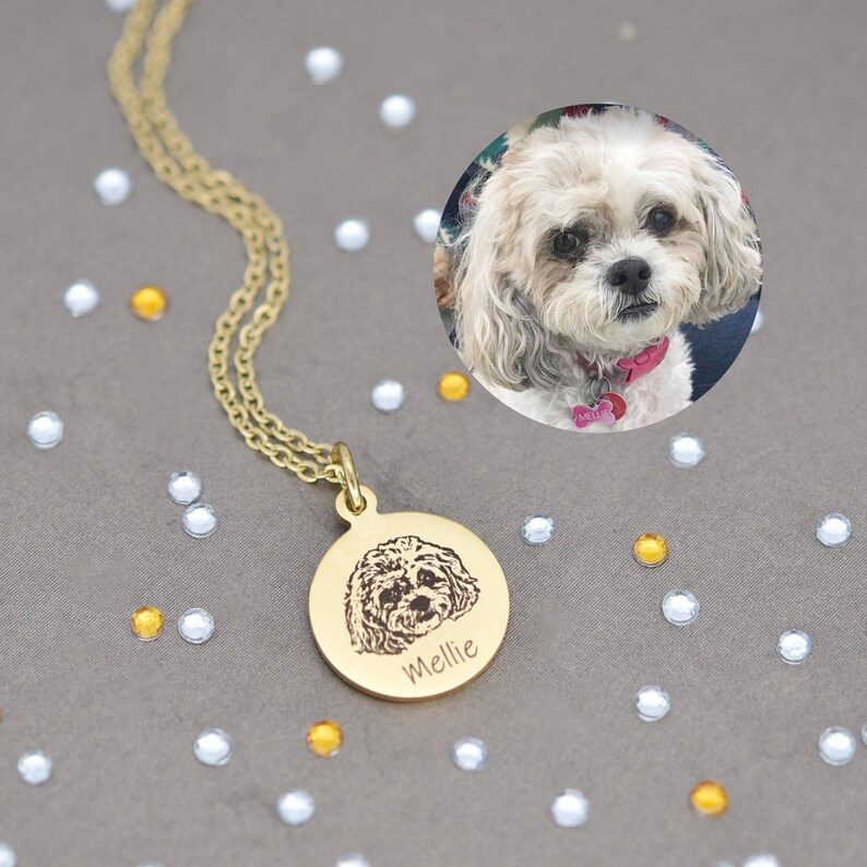 Actual Dog Necklace Pet Portrait Necklace Dog Necklace Cat Necklace Pet Necklace Pet Memorial Jewelry Pet Loss Pet Lover Gift for Mom image 1