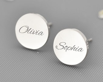 Silver Personalized Earrings Name Earrings Initials Earrings Custom Earrings Engraved Earrings Stud Earrings Gift Stainless Steel Earring