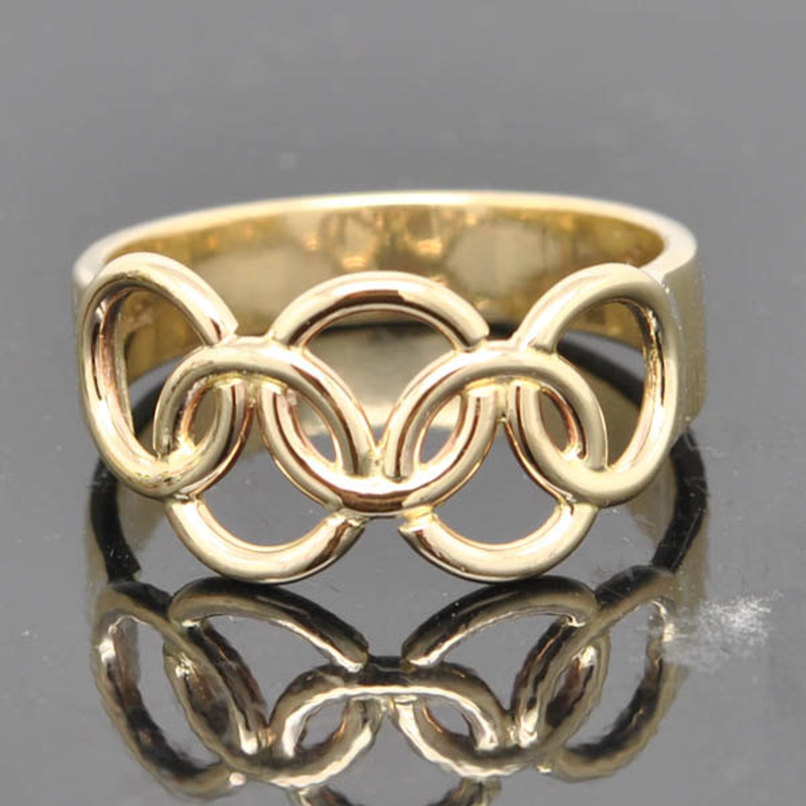 Olympic Ring 10K yellow gold ring custom made Olympic Etsy