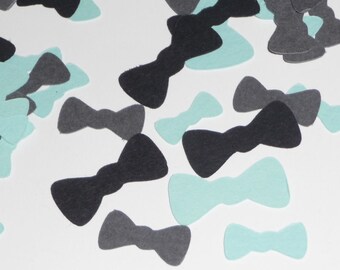 Bowtie Confetti in Gray Black Light Green Aqua or Blue Aqua