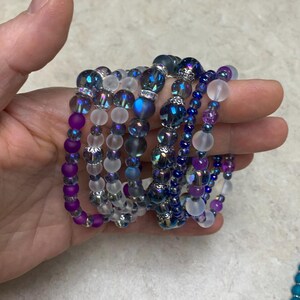 Bracelet mode en perles de verre, de quartz et de rocailles, au choix, bracelet élastique pour femme, idée cadeau original