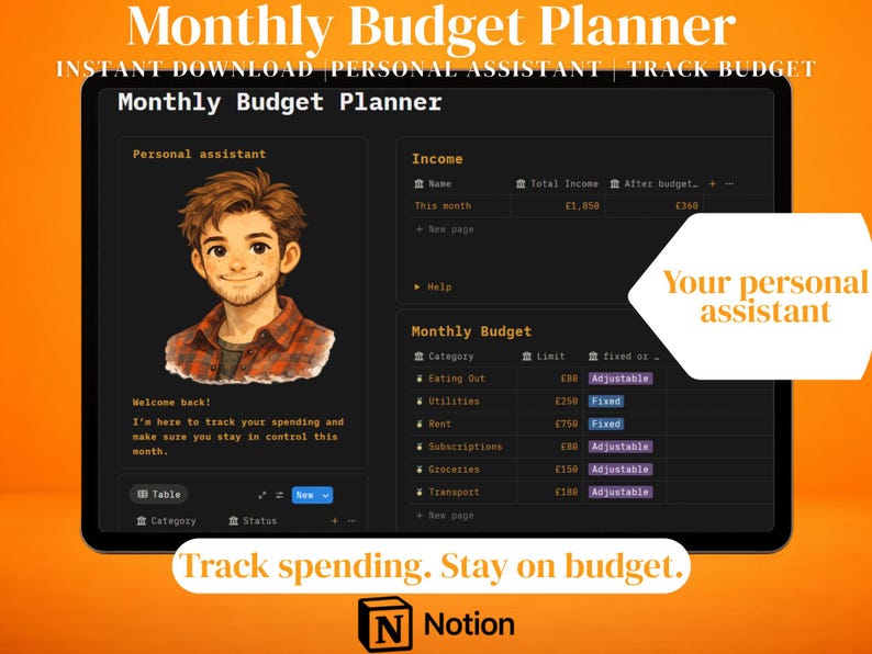 Notion Monthly Budget Finance Template | Income & Expense Tracker ...