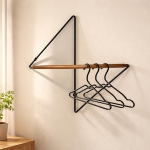 Eck-Wandkleiderständer aus Metall und Holz, platzsparend, Kleiderschrank-Organizer, modernes minimalistisches Design, Aufbewahrung für Zuhause, Eingangsbereich, Geschenkidee