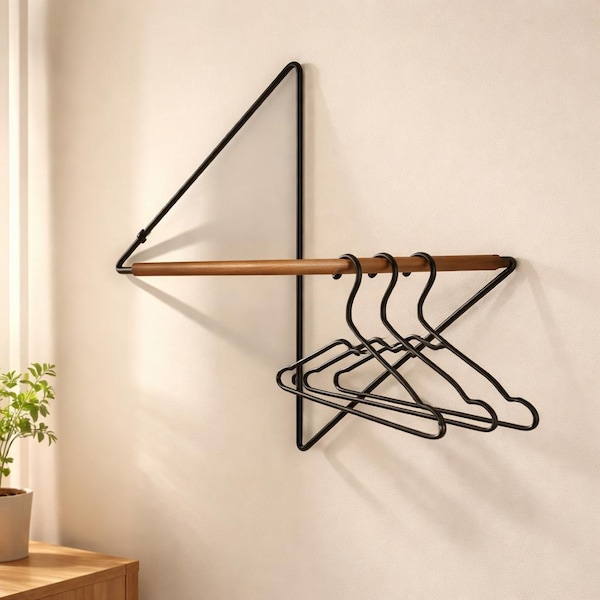 Perchero de esquina de pared, perchero de metal y madera, organizador de armario que ahorra espacio, decoración moderna y minimalista para el hogar, ideal para la entrada o como regalo.