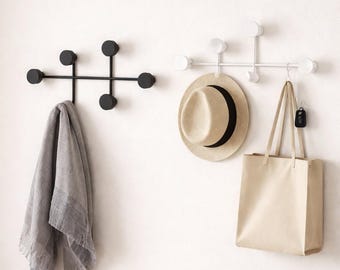 Moderne Wandgarderobe, minimalistisches Metallhakenregal, Garderobenorganizer, Wandhaken im skandinavischen Stil, stilvolle Aufbewahrungsmöglichkeit, Geschenkidee