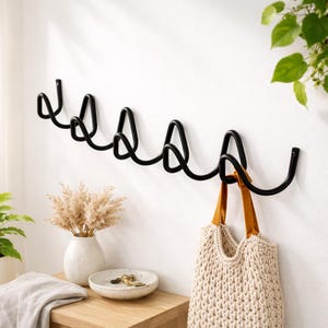 Minimalist Wave Wall Coat Rack 50cm, Modern Metal Wall Hook Organizer, Wavy Coat Hanger for Entryway Home Decor