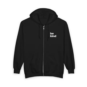 Sweat à capuche zippé sois gentil | Texte minimaliste sur la poitrine