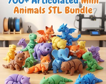 Más de 1000 archivos STL + 3MF articulados de Mini Flexi Animal para impresión 3D, uso comercial permitido