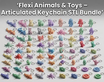 Mini Animales Flexi: Más de 1000 archivos de impresión 3D + llaveros – Paquete STL (uso comercial)