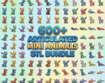 600+ Articulated Mini Animals STL Bundle Flexi Animals Megapack Cute Mini 3D Models Printable 3D Toys Flexible Articulated Animals