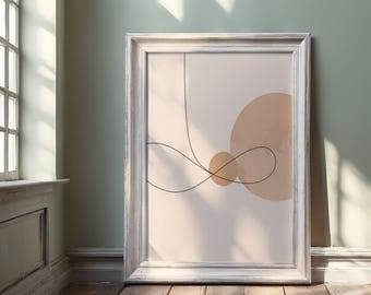 Minimalist Abstract Line Art Print – Scandinavian Neutral Decor (Digital Download)