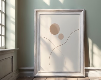 Minimalist Abstract Line Art Print – Neutral Scandinavian Decor (Digital Download)