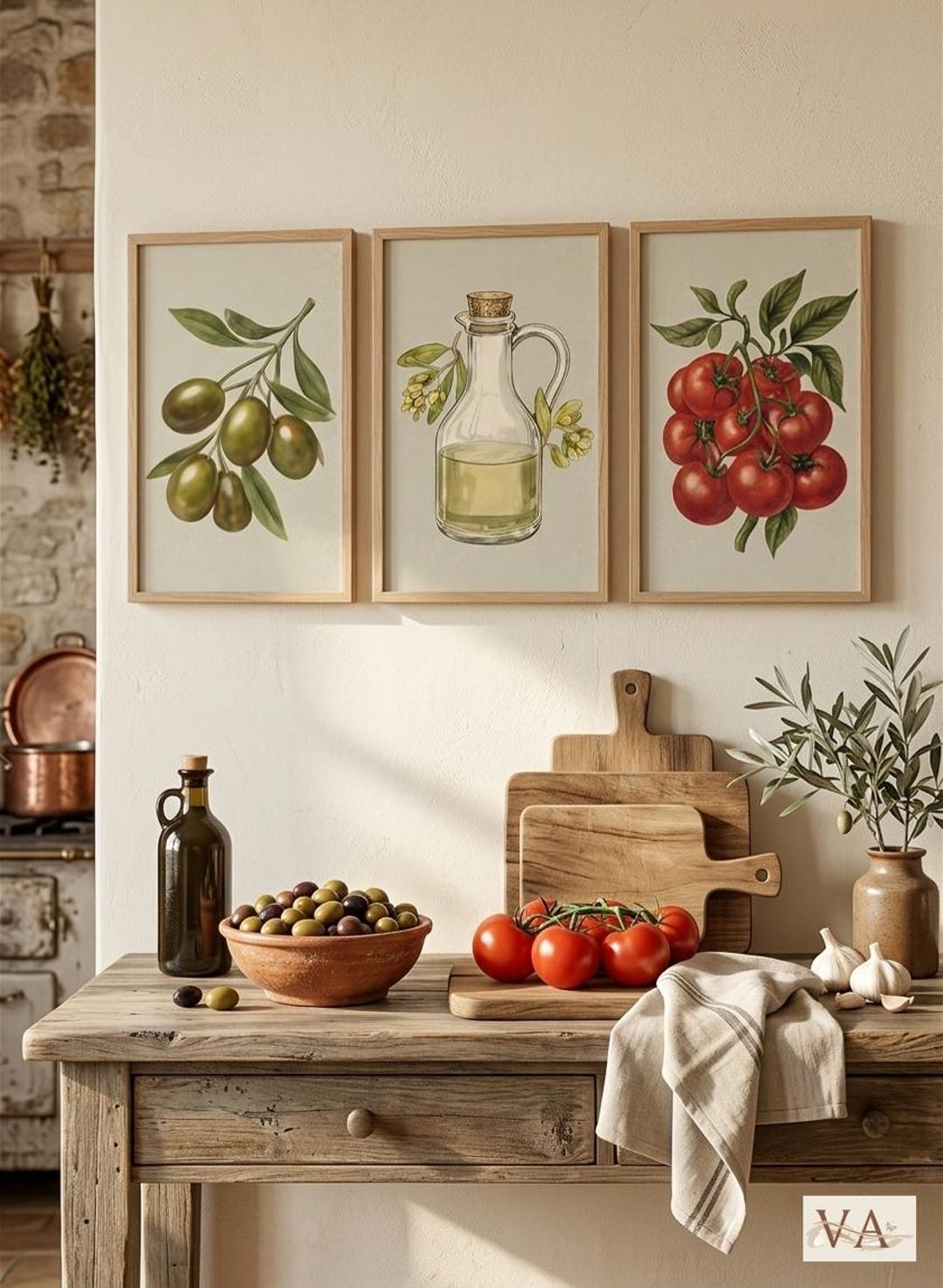 italian kitchen wall decor | kitchen wall art set of... Italian Kitchen Wall Art Set – Tomatoes, Olive Oil, Mediterranean ...