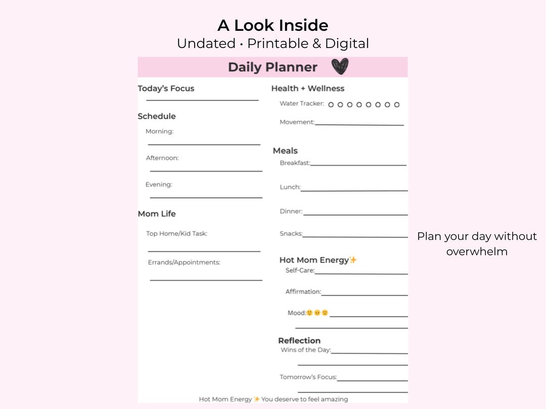 Daily Planner for Busy Moms | Printable & Digital | Simple Daily ...