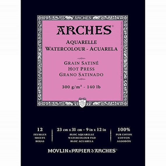 Arches Watercolor Pad Hot Press 140lb 9 x 12 - 12 Sheets