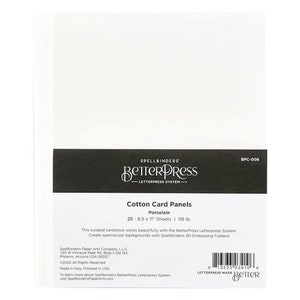 Spellbinders Porcelaine BetterPress Coton 8-1/2 x 11" Feuilles - Paquet de 25 BPC-008