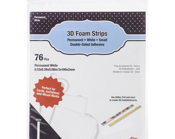 Scrapbook Adhesives 3D Foam Strips 76/Pkg #01230  White, 0.12"X3.93"X0.08"