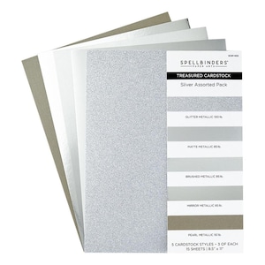 Spellbinders Silver Treasured Cardstock 8.5&quot;X11&quot; 15/Pkg by Spellbinders Product 5A002C82