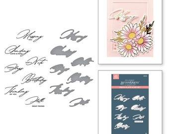 Spellbinders Crafty Hugs Sentiments Press Plate & Die Set from the Yana's Daisies Collection by Yana Smakula BP-298