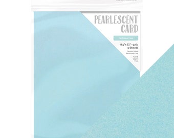 Tonic Studios - Craft Perfect - Pearlescent Card 8.5"x11" - Caribbean Sea (5/PK) - 9547e