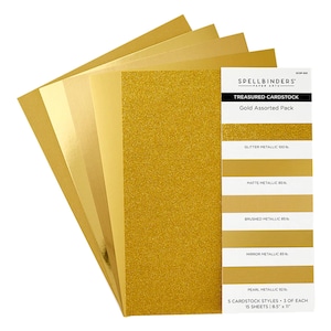 Spellbinders Gold Treasured Cardstock 8.5&quot;X11&quot; 15/Pkg by Spellbinders Product 5A002C81