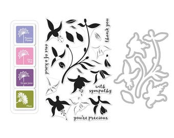 Hero Arts Color Layering Fuchsia Bundle SB137 - Stamps - Dies - Ink Cubes