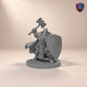 Zwerg-Paladin im Sturmangriff – 3D-Druck 32/54/75-mm-Resin-Miniatur, unbemalt – für DnD & Tabletop-Rollenspiele