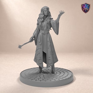Halbelf-Magierin mit Sternenrobe – 3D-Druck 32/54/75-mm-Resin-Miniatur, unbemalt – für DnD & Tabletop-Rollenspiele