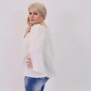 Woman’s linen top, linen blouse,  women linen top, linen clothing  holidays, Christmas, fall, women  peasant top, long sleeve linen top