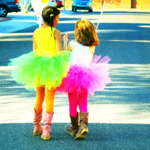 summer fun bright/neon colors, apple green, fuschia SEWN tutu skirts  birthdays, pageant,  weddings, flower girl, photo prop