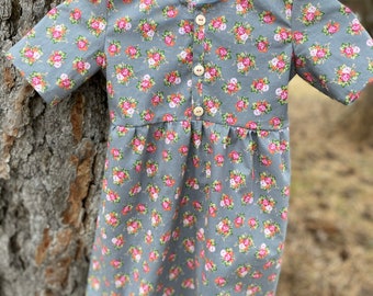 Girls cotton  grey floral dress for toddlers , babies dresses, summer clothing, baby girls dress, grey floral dress