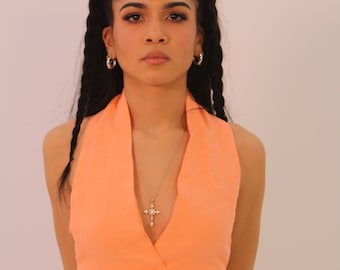 Linen women’s halter top, boho hippie clothing, open back linen top, natural linen,women’s linen clothing, women’s linen tops, crop tops