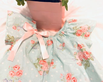 Shabby chic floral dress for baby girls toddlers, easter dress, birthday dress flutter sleeves